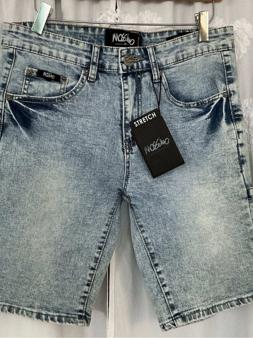 Moschino Men’s Light Blue Washed Denim Jean Shorts NWT Size 26